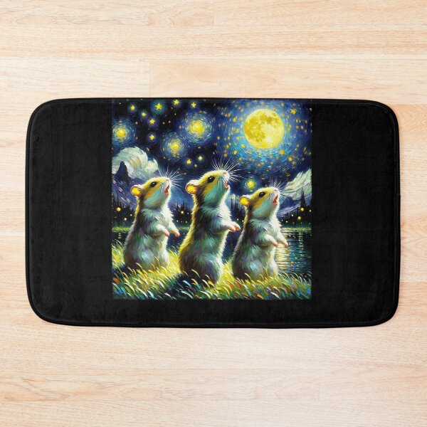 Item preview, Starry Night Three Hamsters Howling at Moon Van Gogh Lover designed and sold by Kimberley King Art  King Art.