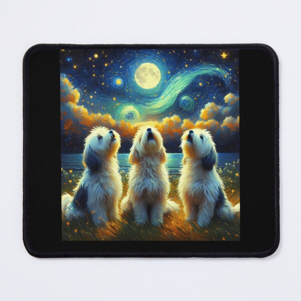 Item preview, Starry Night Three Havaneses Howling at Moon Dog Lover designed and sold by Kimberley King Art King Art.
