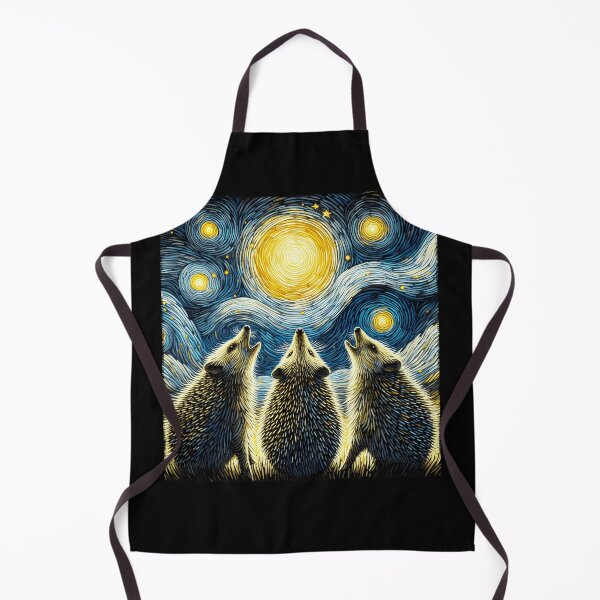 Item preview, Starry Night Three Hedgehogs Howling at Moon Van Gogh Lover designed and sold by Kimberley King Art  King Art.