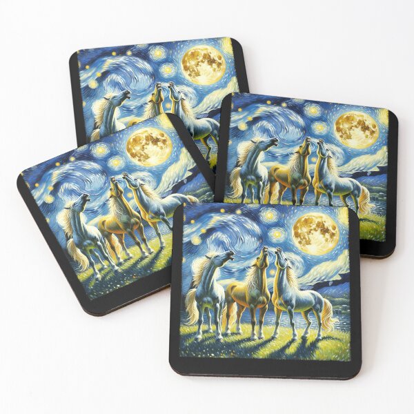 Item preview, Starry Night Three Horses Howling at Moon Van Gogh Lover designed and sold by Kimberley King Art  King Art.