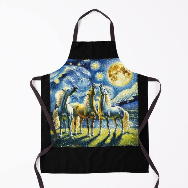 Item preview, Starry Night Three Horses Howling at Moon Van Gogh Lover designed and sold by Kimberley King Art King Art.