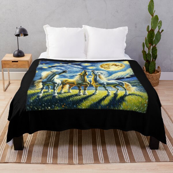 Item preview, Starry Night Three Horses Howling at Moon Van Gogh Lover designed and sold by Kimberley King Art  King Art.