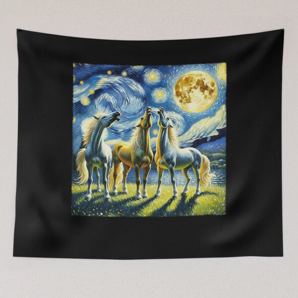 Item preview, Starry Night Three Horses Howling at Moon Van Gogh Lover designed and sold by Kimberley King Art  King Art.