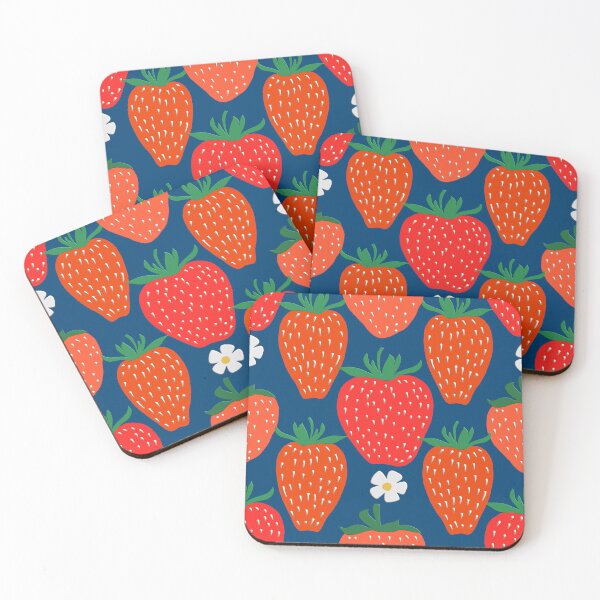 Item preview, Strawberry fields on blue background designed and sold by MistyLakeArt.
