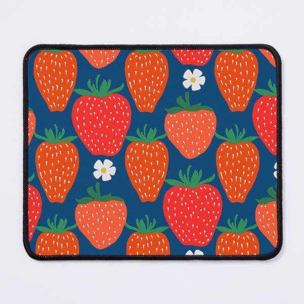 Item preview, Strawberry fields on blue background designed and sold by MistyLakeArt.