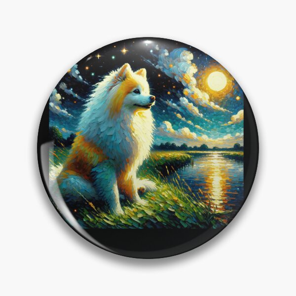 Item preview, Starry Night Japanese Spitz Dog Van Gogh Lover designed and sold by Kimberley King Art  King Art.