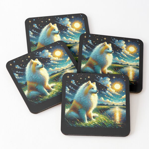 Item preview, Starry Night Japanese Spitz Dog Van Gogh Lover designed and sold by Kimberley King Art  King Art.