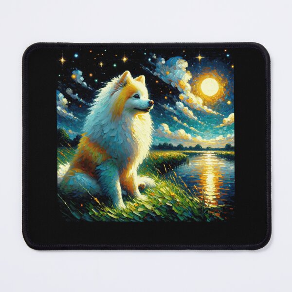 Item preview, Starry Night Japanese Spitz Dog Van Gogh Lover designed and sold by Kimberley King Art  King Art.