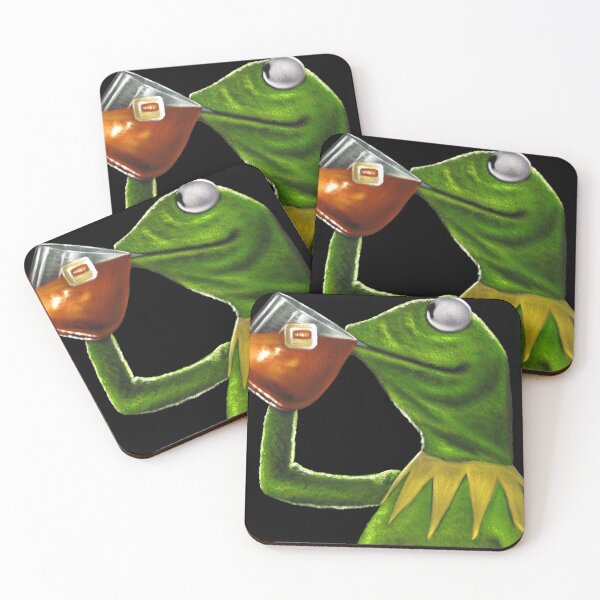 Item preview, Kermit the Frog of the sipping tea meme, Oil on Black velvet by Jorge Torrones version 2 designed and sold by velvetify.com.