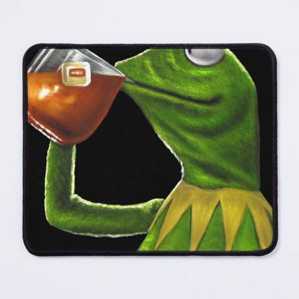 Item preview, Kermit the Frog of the sipping tea meme, Oil on Black velvet by Jorge Torrones version 2 designed and sold by velvetify.com.