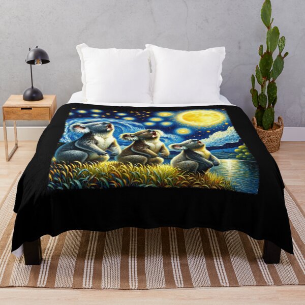 Item preview, Starry Night Three Koalas Howling at Moon Van Gogh Lover designed and sold by Kimberley King Art King Art.
