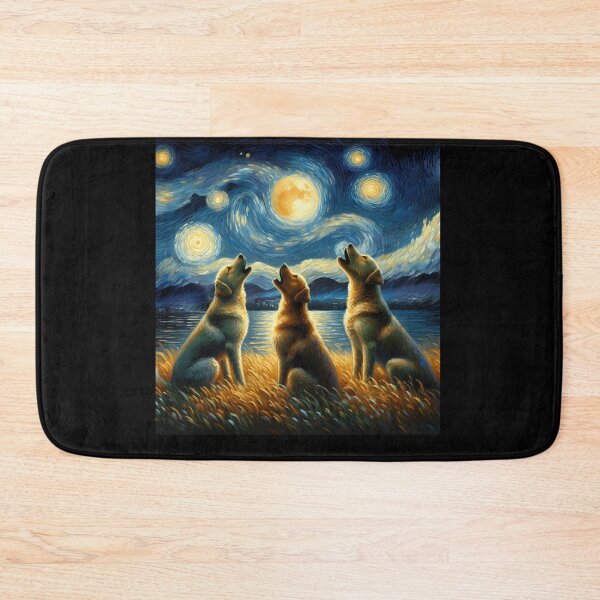 Item preview, Starry Night Three Labrador Retrievers Howling at Moon Dog Lover designed and sold by Kimberley King Art  King Art.