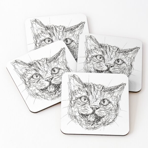 Item preview, Expressive Scribble Cat – Abstract Ink Sketch designed and sold by DipakSonarArt.