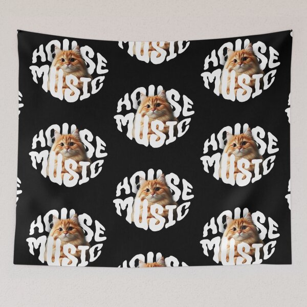 Item preview, HOUSE MUSIC  - Font Cat Steez (White)  designed and sold by Discothreadz.