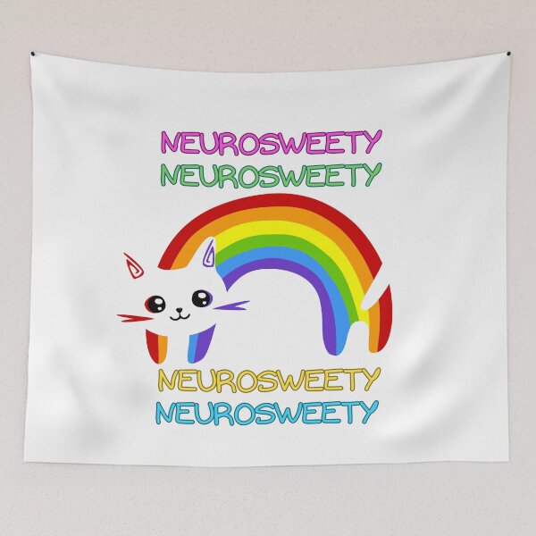 Item preview, Rainbow Neurodivergent Affirming Cat - Unique Neurosweety Art designed and sold by TheNeuroVerse.