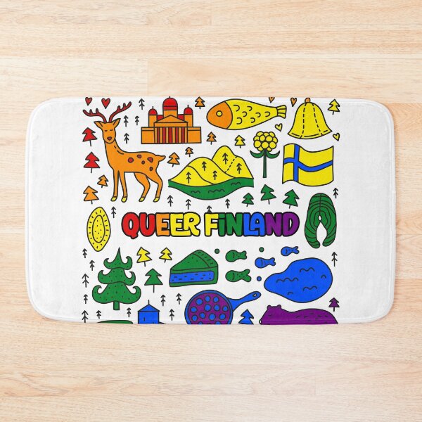 Aperçu de l'œuvre Finlande queer culture LGBT arc-en-ciel renne drapeau poisson nourriture créée et vendue par incurablehippie.