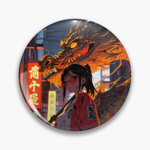 Item preview, Confident Woman with Dragon and Neon Symbols designed and sold by SplashTastic.