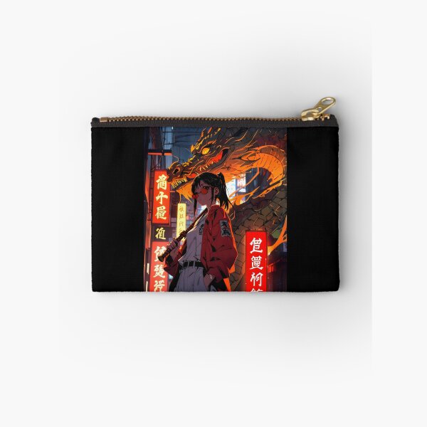 Item preview, Confident Woman with Dragon and Neon Symbols designed and sold by SplashTastic.