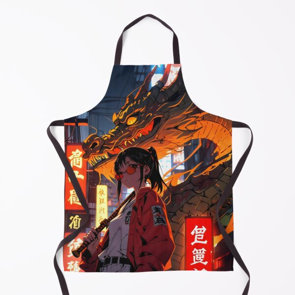 Item preview, Confident Woman with Dragon and Neon Symbols designed and sold by SplashTastic.