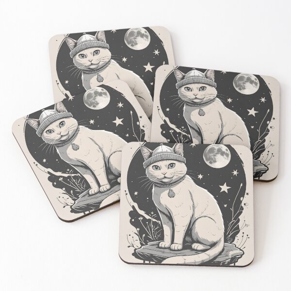 Item preview, Cosmic Cat with Beanie and Stars designed and sold by VisualArt9.
