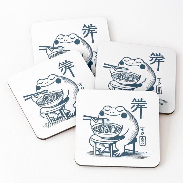 Item preview, Kawaii Frog With Ramen Noodles Ukiyo-e Japanese designed and sold by LuminOrb.