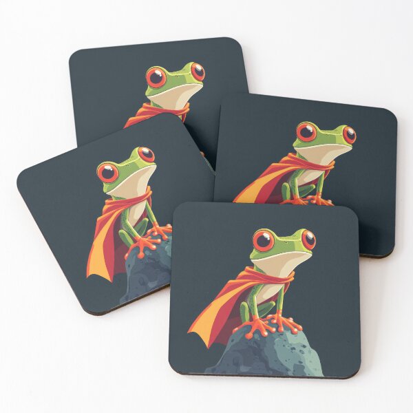 Item preview, Superhero Frog with Red Cape on Rock   designed and sold by ImagineCorner.