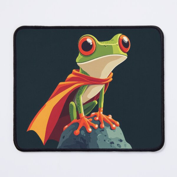Item preview, Superhero Frog with Red Cape on Rock designed and sold by ImagineCorner.