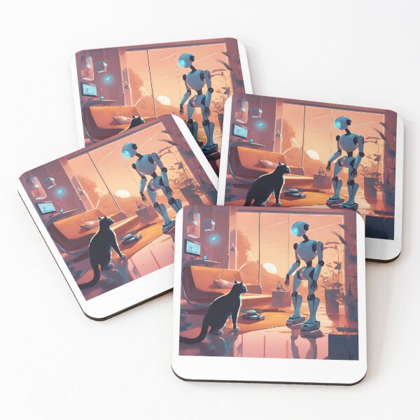 Item preview, Gi robot, android, cat lover, white color, designed and sold by Lunaria Arts.