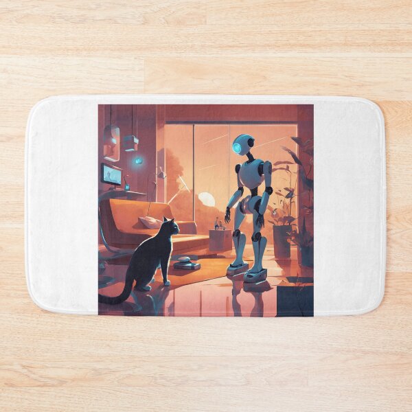 Item preview, Gi robot, android, cat lover, white color, designed and sold by Lunaria Arts.
