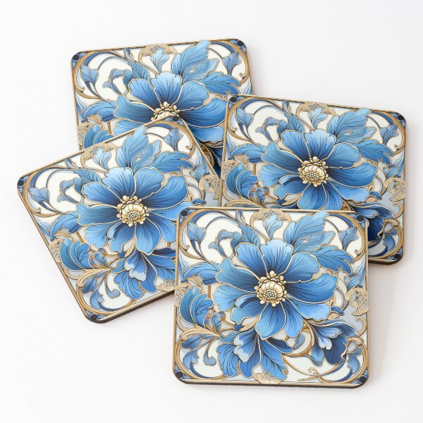 Item preview, Blue Flower Scrollwork designed and sold by Strawflower Oasis.