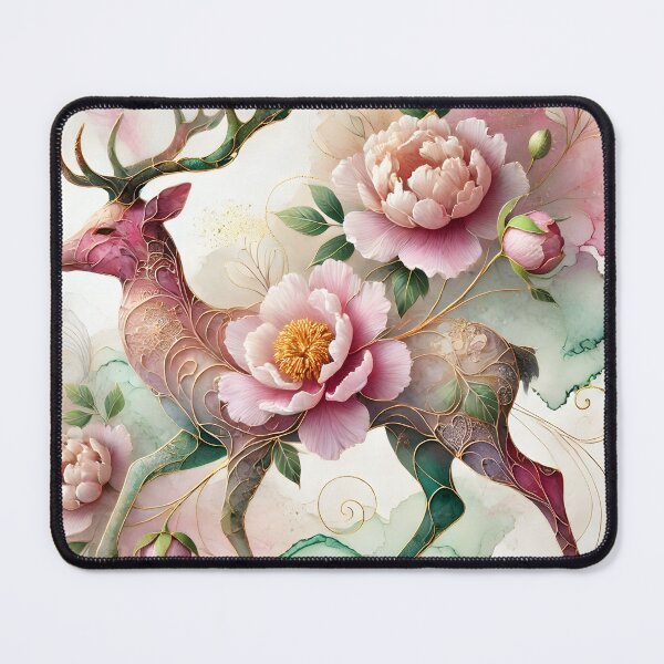 Item preview, Blooming Guardian Deer – Abstract Peony Art by LaLi Designs designed and sold by LaLi-Designs.