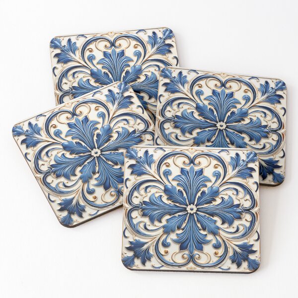 Item preview, Blue and Gold Floral Illustration designed and sold by Strawflower Oasis.