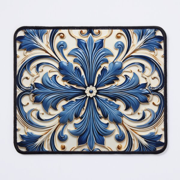 Item preview, Blue and Gold Floral Illustration designed and sold by Strawflower Oasis.