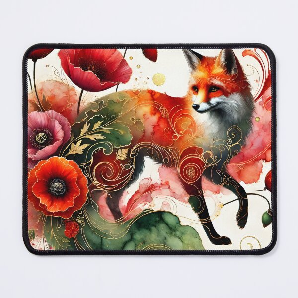 Item preview, Blooming Guardian Fox – Abstract Poppy Art by LaLi Designs designed and sold by LaLi-Designs.