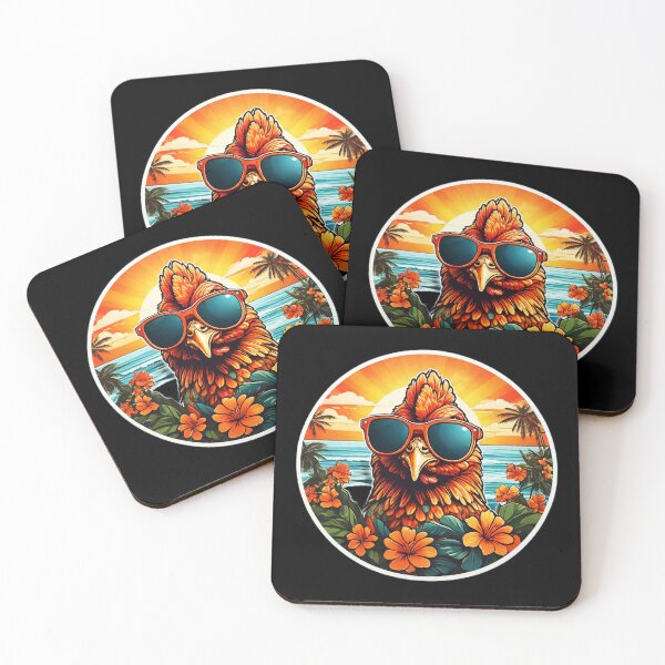 Item preview, Cool Hen with Sunglasses on a Hawaii Beach with Orchids designed and sold by NautiChic.