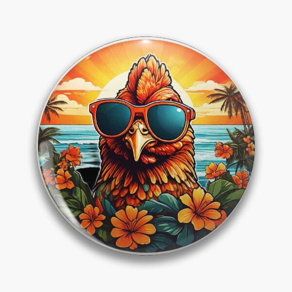 Item preview, Cool Hen with Sunglasses on a Hawaii Beach with Orchids designed and sold by NautiChic.