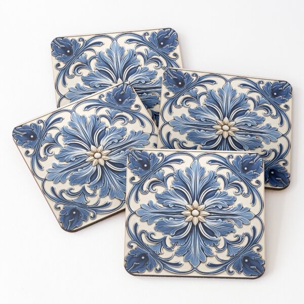 Item preview, Blue Floral Mediterranean Inspired Illustration designed and sold by Strawflower Oasis.