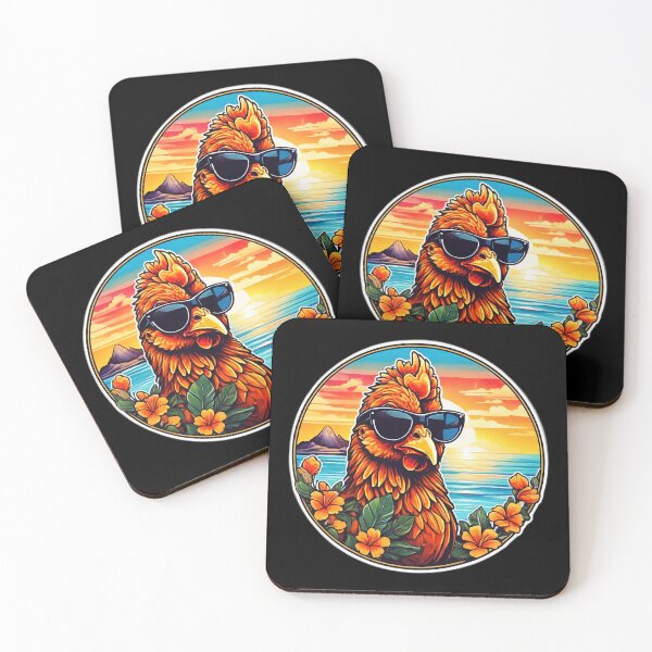 Item preview, Cool Rooster with Sunglasses on a Hawaii Beach with Orchids designed and sold by NautiChic.