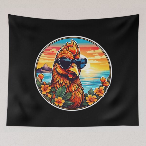 Item preview, Cool Rooster with Sunglasses on a Hawaii Beach with Orchids designed and sold by NautiChic.
