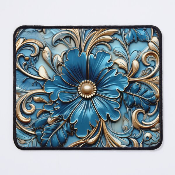 Item preview, Vivid Blue and Gold Flower Mediterranean Inspired Illustration designed and sold by Strawflower Oasis.