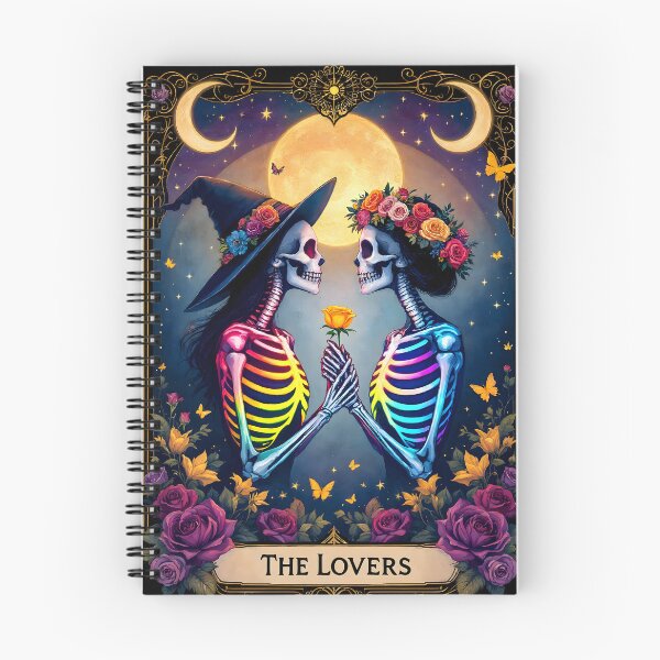 Item preview, The Lovers Tarot Card – LGBTQ+ Skeleton Couple designed and sold by Dot1001.
