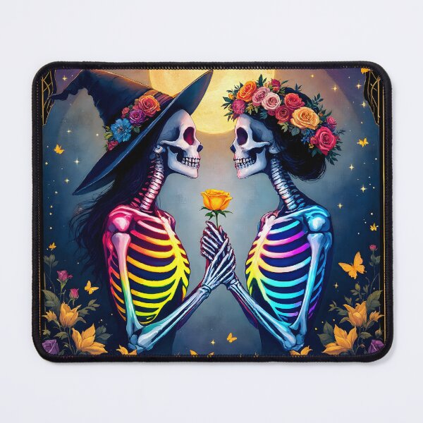 Item preview, The Lovers Tarot Card – LGBTQ+ Skeleton Couple designed and sold by Dot1001.