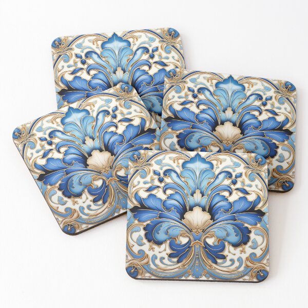 Item preview, Blue and Gold Mediterranean Inspired Illustration designed and sold by Strawflower Oasis.