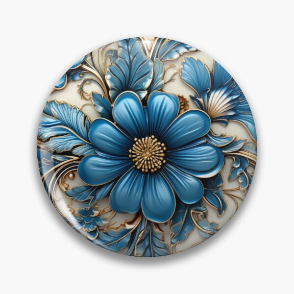 Item preview, Elegant Blue and Gold Floral Mediterranean Inspired Illustration designed and sold by Strawflower Oasis.