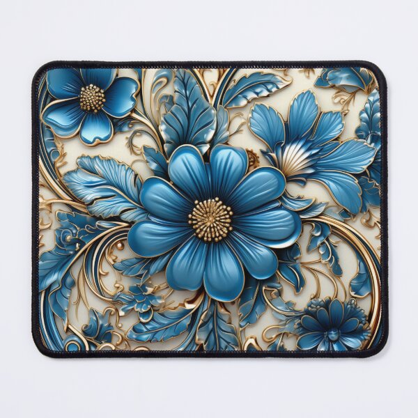 Item preview, Elegant Blue and Gold Floral Mediterranean Inspired Illustration designed and sold by Strawflower Oasis.