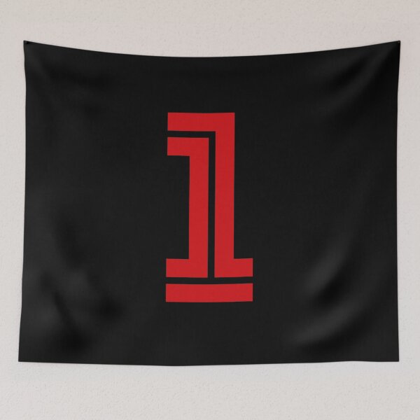 Item preview, No. 1 / Player Number One / Football Player Number 1 (Red on Black) designed and sold by STUDIO-72.