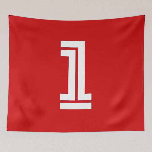 Item preview, No. 1 / Player Number One / Football Player Number 1 (White on Red) designed and sold by STUDIO-72.