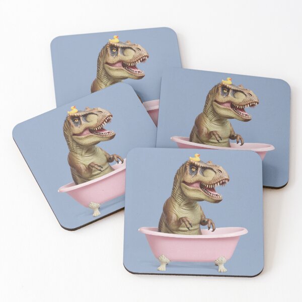 Item preview, T-Rex in Pink Tub Jurassic Bath Time Dinosaur Bathroom Decor designed and sold by toronjanino.