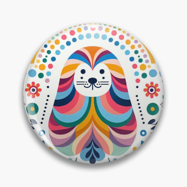 Item preview, Scandinavian Folk Art Rainbow Animals - Sealion by heidiannemorris designed and sold by FOLK ART FUSION by heidiannemorris.