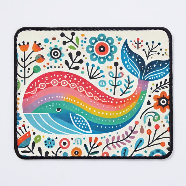 Item preview, Scandinavian Folk Art Rainbow Animals - Cute Colourful Whale by heidiannemorris designed and sold by FOLK ART FUSION by heidiannemorris.